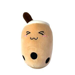 Bobo Shake Plush Stuffed Animal Doll Toy Brown Tan Squish Bubble Tea Cup Straw 1